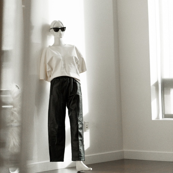 BALENCIAGA Leather Track Trouser Pant, Black, 38 FR / 6 US - Picture 4 of 17